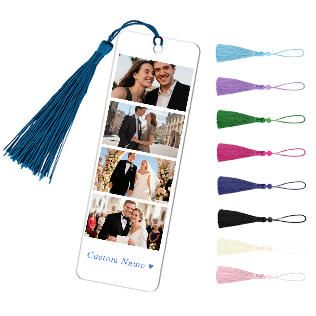 Marcapáginas personalizado con foto y texto, marcapáginas acrílico con foto personalizada y borla, para leer, regalo para mujeres, hombres, lectores, niños, amantes de los libros, profesores, compañeros de clase, Navidad, Día del Padre