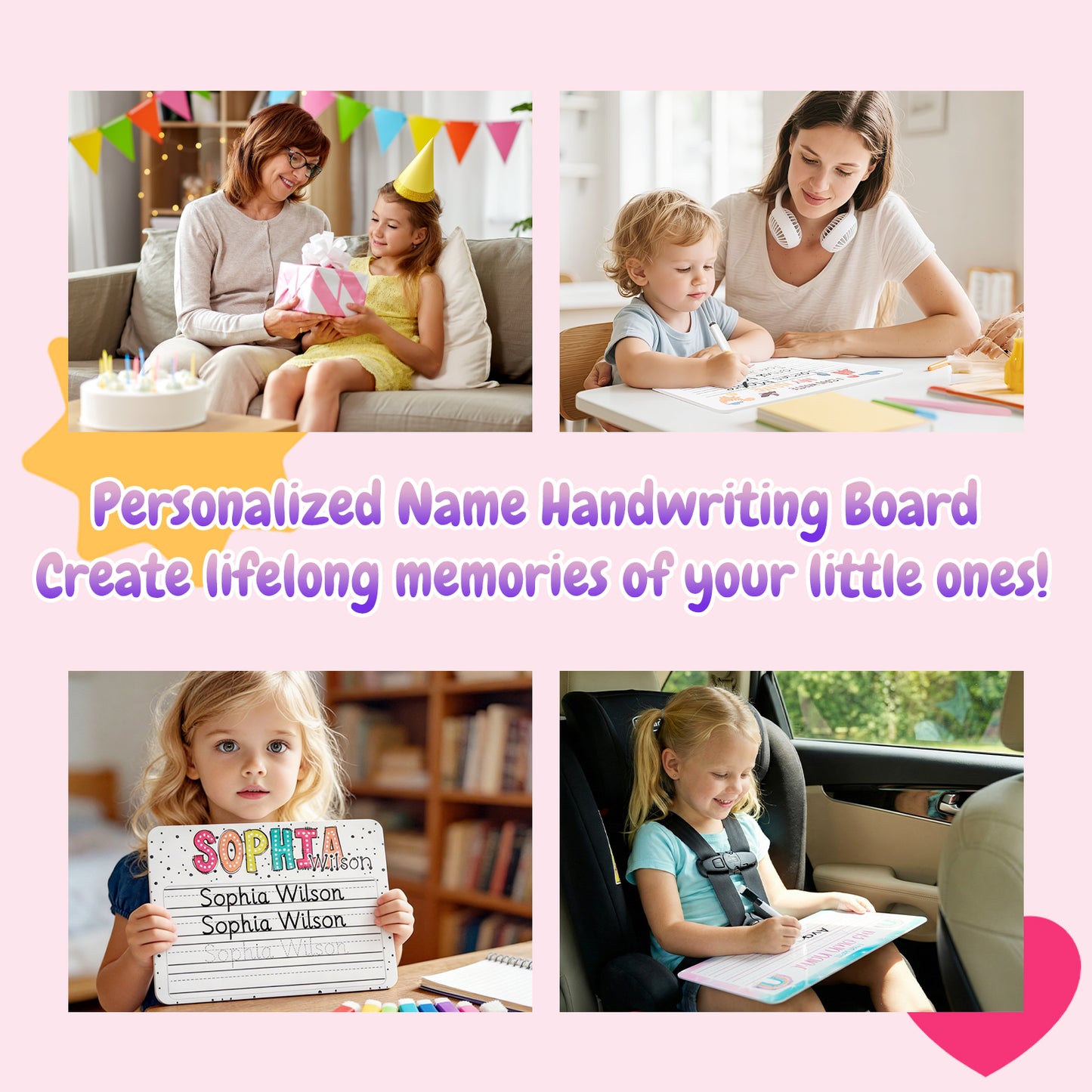 Personalized Name Practicing Board for Kids Cusotm Name Tracing Whiteboard with Dry-Erase Pen Back-to-School Gift for 3 4 5 Years Old Preschoolers Toddler Name Learning Handwriting Practice