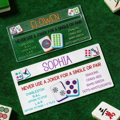Lector de líneas de Mahjong acrílico personalizado con reglas y accesorios de nombre, regalos para fiestas, noches de juegos, regalos de cumpleaños para amantes, principiantes, familiares, amigos, esposa