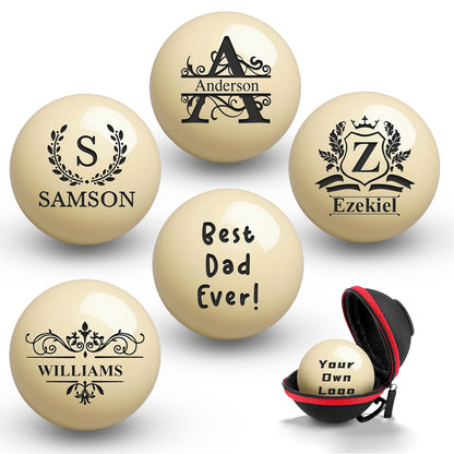 Personalized Billiards Cue Ball with Pouch Engrave Text or Logo Custom Monogram 57mm Cue Ball Birthday Gifts for Dad Husband Billiards Player Billiards Lover Wedding Father's Day Gifts