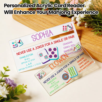 Personalized Acrylic Mahjong Line Reader  with Rules and Name  Accessories Tool Gifts  for Parties  Game Nights  Birthday Gifts for Lovers  Beginners  Family  Friends  Wife  Husband