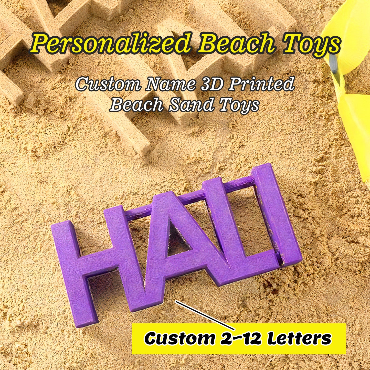 Personalized Name Sand Toys Custom Name 3D Printed Beach Tool Summer Outdoor Beach Toys Birthday Gifts for Kids Toddler Adult Family Grandson Granddaughter
