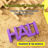 Juguetes de arena con nombre personalizado, herramientas de playa impresas en 3D con nombre personalizado, juguetes de playa de verano al aire libre, regalos de cumpleaños para niños pequeños, adultos, familia, nietos, nietas