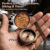 Personalized Engraved Compass with Wooden Box Custom Brass Pocket Compass with PU Leather Storage Pouch
