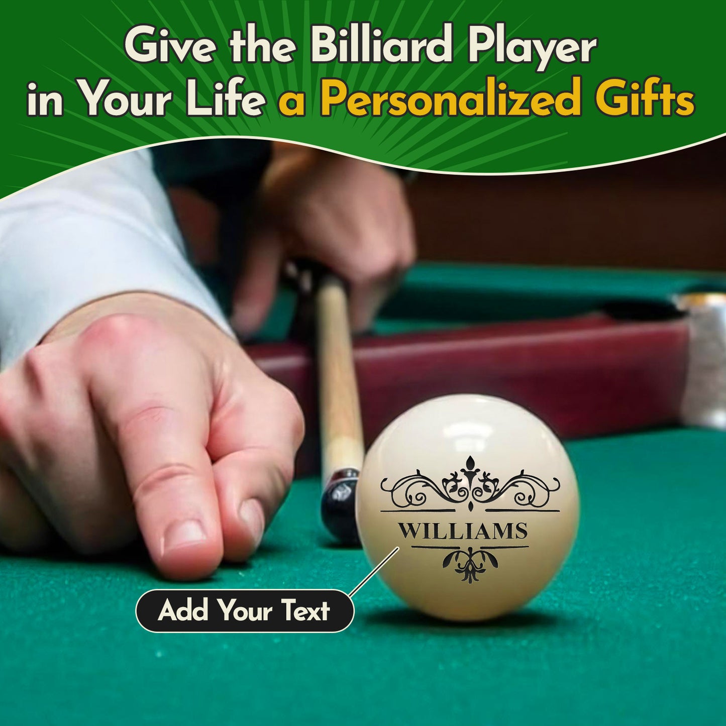 Personalized Billiards Cue Ball with Pouch Engrave Text or Logo Custom Monogram 57mm Cue Ball Birthday Gifts for Dad Husband Billiards Player Billiards Lover Wedding Father's Day Gifts