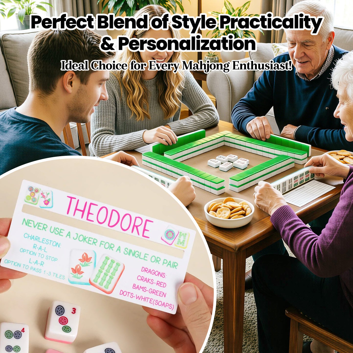 Personalized Acrylic Mahjong Line Reader  with Rules and Name  Accessories Tool Gifts  for Parties  Game Nights  Birthday Gifts for Lovers  Beginners  Family  Friends  Wife  Husband