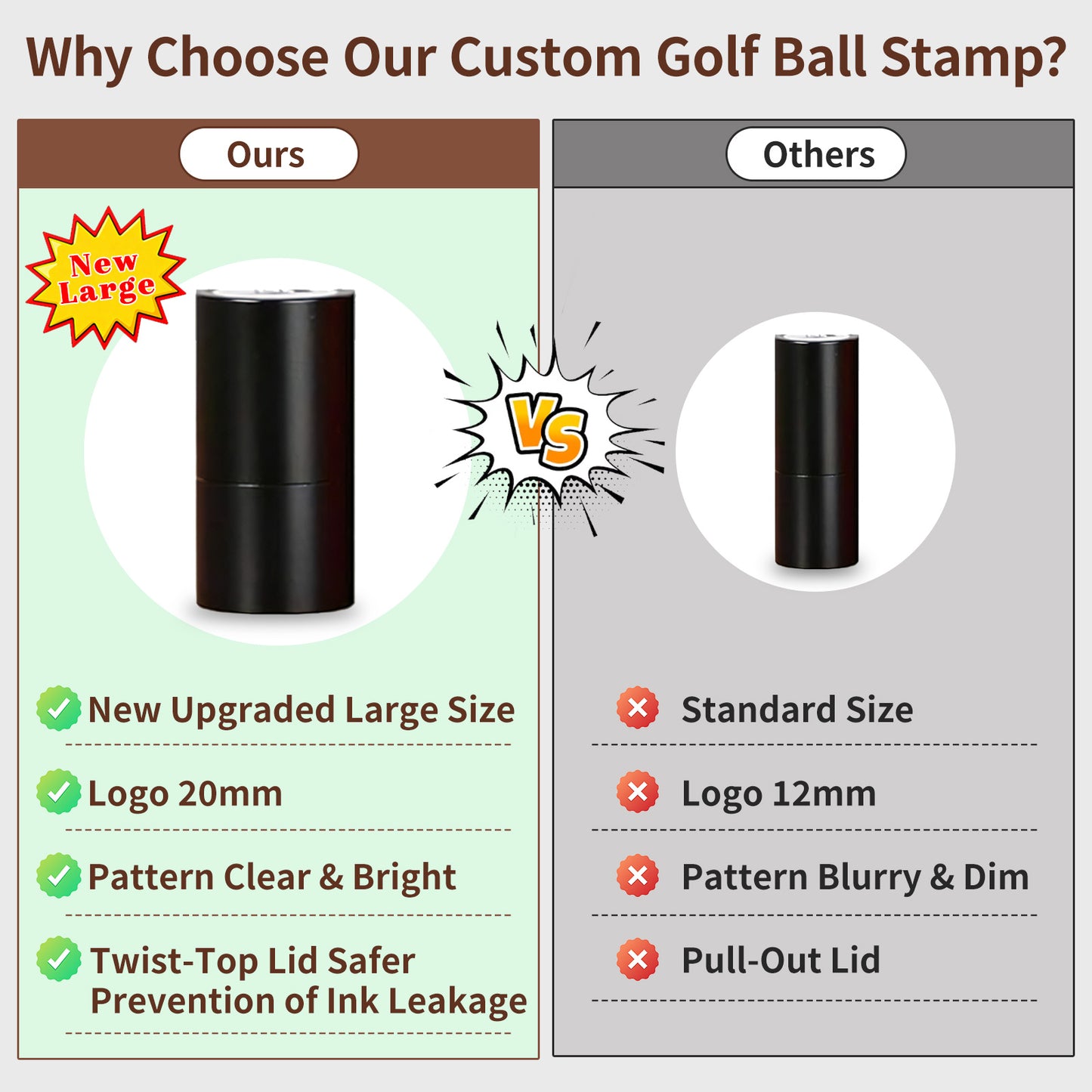 Personalized Large Golf Ball Stamp – 20 mm Logo with Metal Storage Case Custom Name or Logo Reusable Golf Ball Marking Men's Golf Accessories Gifts for Golf Lovers Golfers Dad Husband