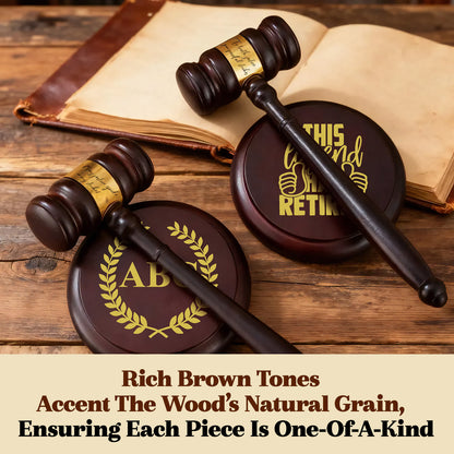 Personalized Judge Gavel and Sound Block Set Wooden Gavel Set Custom Engraved Name and Text Gift for Lawyers Judges Chairmen Retirement Law School Graduation Birthday Xmas Gifts