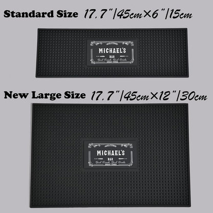 Personalised Bar Mat Non-slip PVC Rubber Bar Mat Custom Bar Name Spill Mat for Countertop Home Bar Coffee Bar Gifts for Bartender Drinking Lover Cocktail Lover  Newlywed Beer Mat Decor