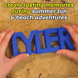 Juguetes de arena con nombre personalizado, herramientas de playa impresas en 3D con nombre personalizado, juguetes de playa de verano al aire libre, regalos de cumpleaños para niños pequeños, adultos, familia, nietos, nietas