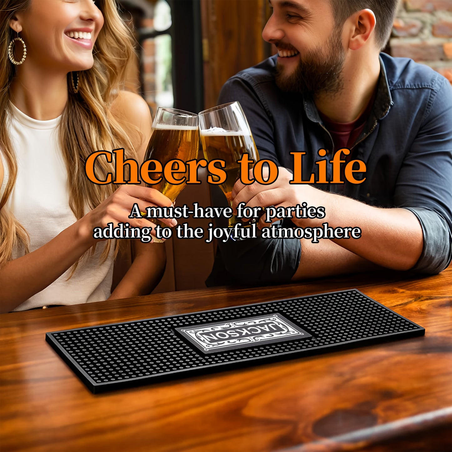 Personalised Bar Mat Non-slip PVC Rubber Bar Mat Custom Bar Name Spill Mat for Countertop Home Bar Coffee Bar Gifts for Bartender Drinking Lover Cocktail Lover  Newlywed Beer Mat Decor
