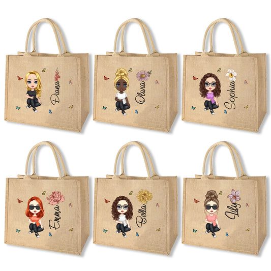 The Signature Character Jute Tote | Custom Name & Cartoon Portrait