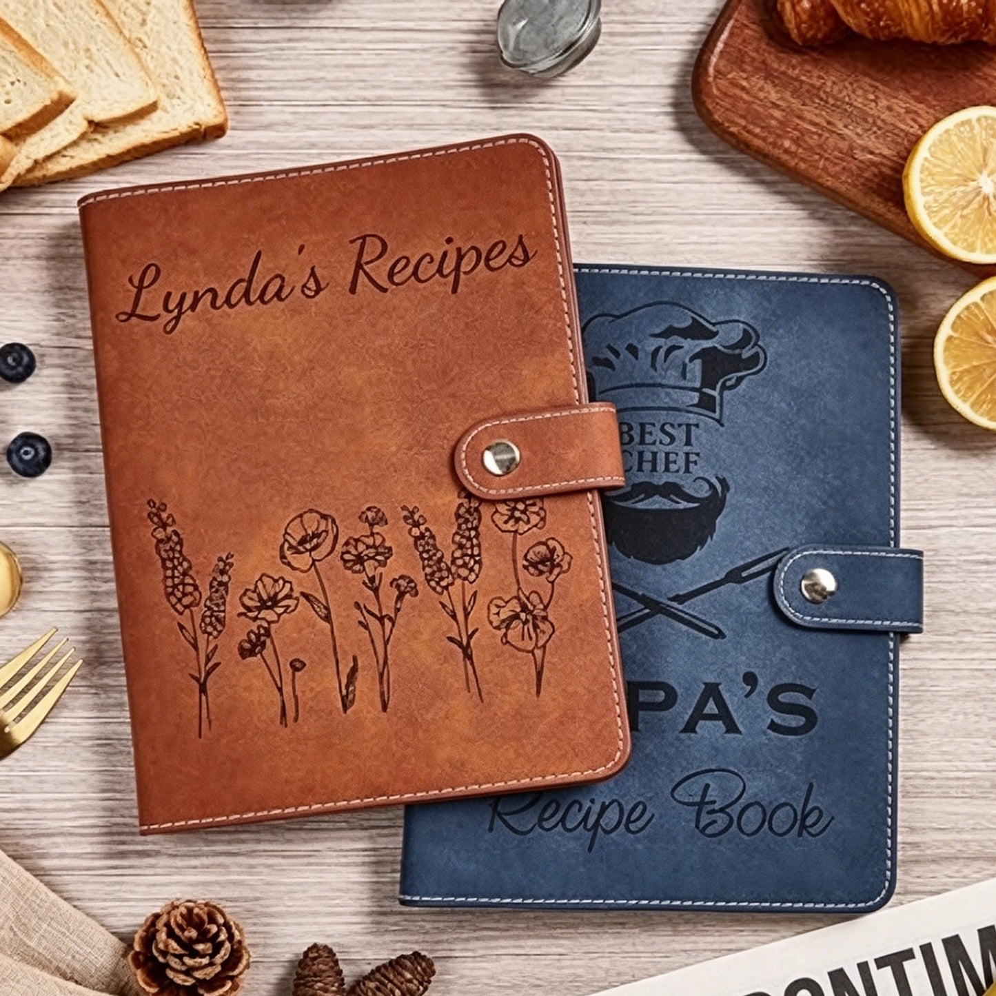 Personalized Recipe Book Handmade Blank Notebook to Write in Your Own Recipes 17 Custom Cover Designs Handcrafted Gift for Mom Dad Husband Wife Grandma Sister Christmas Birthday-XMJ