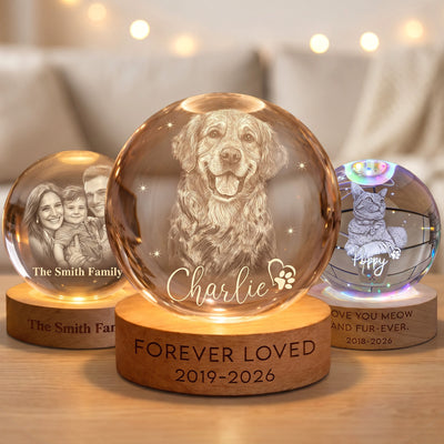 Luz de noche personalizada, bola de cristal 3D con foto