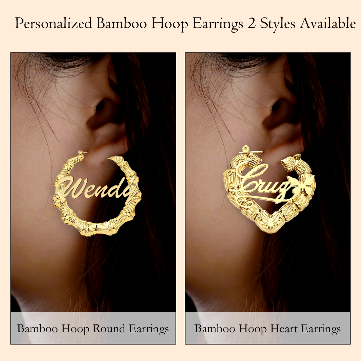 Personalized Bamboo Earrings for Women , Jewelry Gift for Women