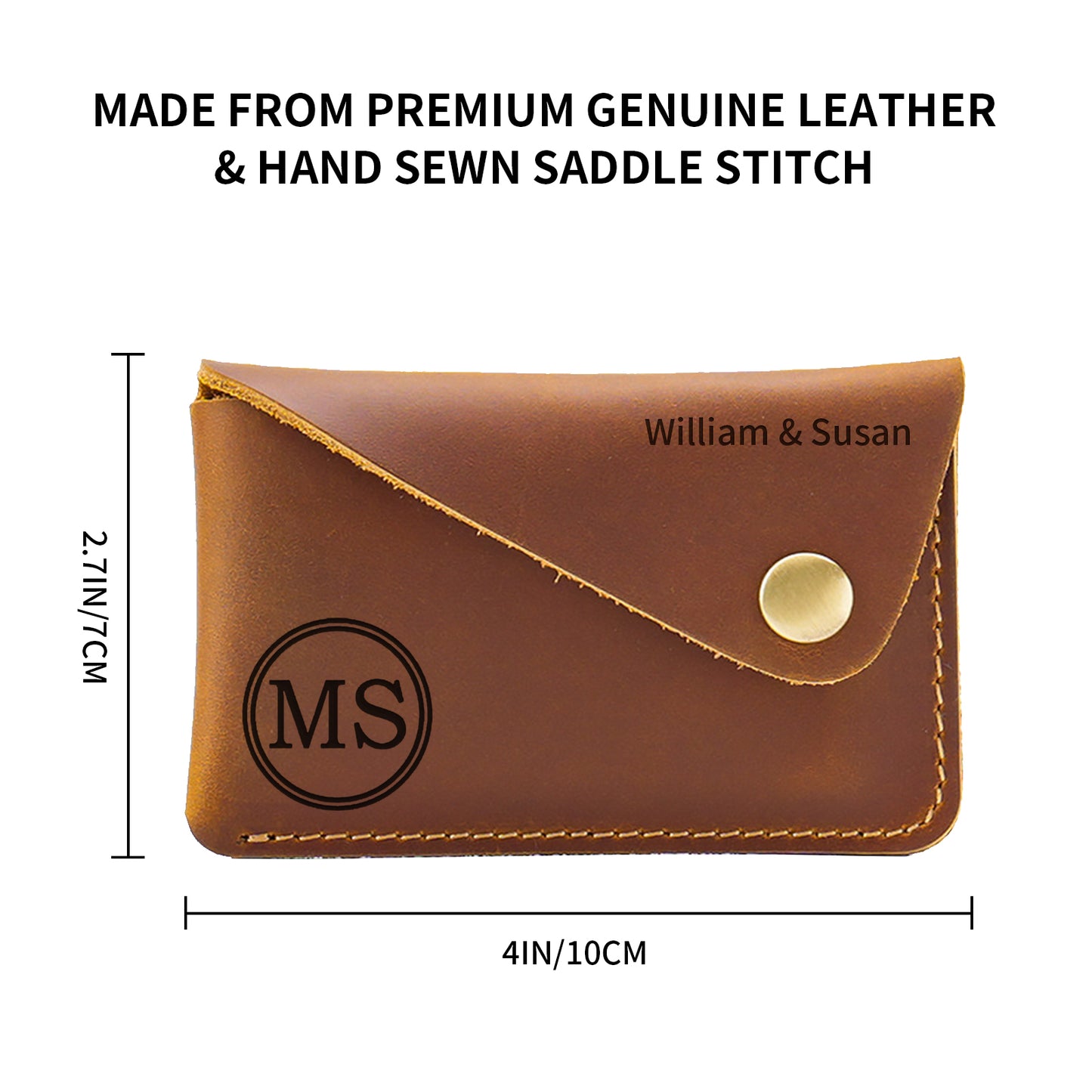 Personalised Leather Card Holder, Custom Credit Card Wallet, Leather Front Pocket Minimalist Card Case