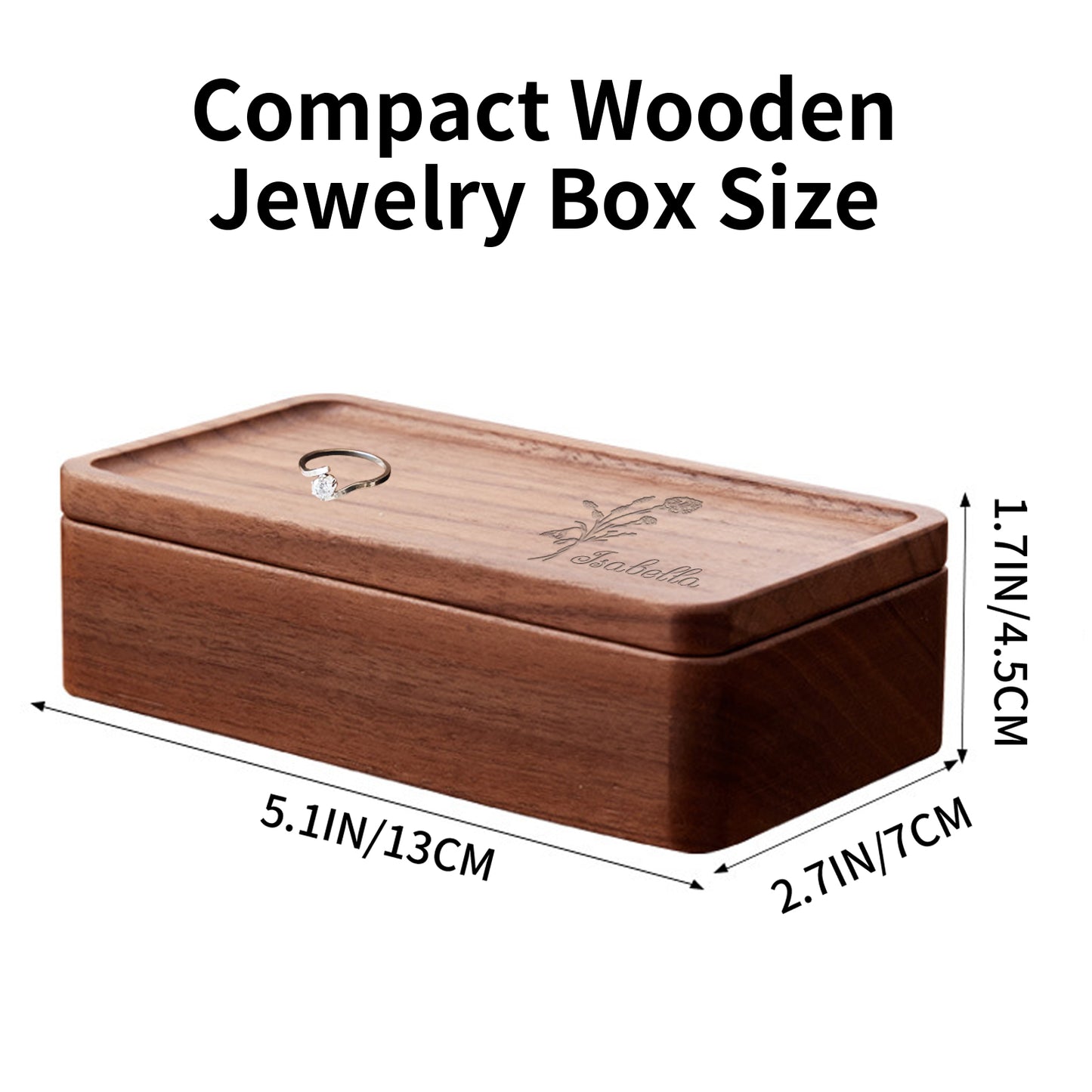 Customized Travel Jewelry Case, w/Name & Birth Flower Month