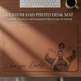 Personalized Dad Photo Desk Mat Large Mouse Pad Custom Sketch Line Art Portrait Non-Slip Waterproof PU Leather Mat Father's Day Anniversary Birthday Gifts Gifts for Husband Dad Grandpa