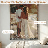 Manta personalizada con texto de imagen, manta personalizada para mamá, papá, pareja, novia, novio, marido y mujer, decoración del hogar, tapiz tejido, manta conmemorativa para mascotas, regalo para aniversario de boda-xmj