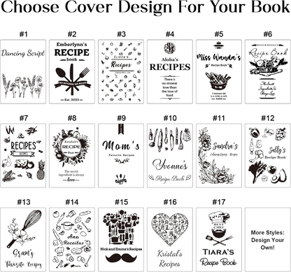 Personalized Recipe Book Handmade Blank Notebook to Write in Your Own Recipes 17 Custom Cover Designs Handcrafted Gift for Mom Dad Husband Wife Grandma Sister Christmas Birthday-XMJ