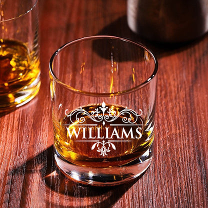 Personalized Whiskey Glass for Men, Bourbon Glass with Stainless Steel Ice Cubes
