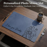 Personalized Dad Photo Desk Mat Large Mouse Pad Custom Sketch Line Art Portrait Non-Slip Waterproof PU Leather Mat Father's Day Anniversary Birthday Gifts Gifts for Husband Dad Grandpa