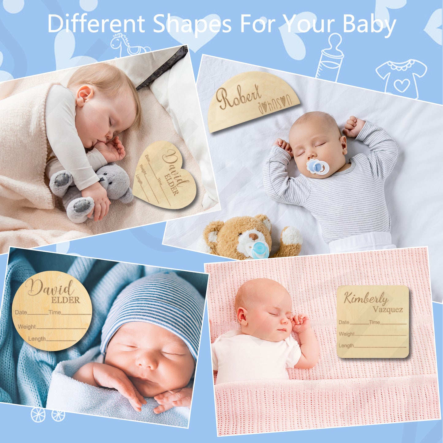 Personalized Wooden Baby Announcement Sign