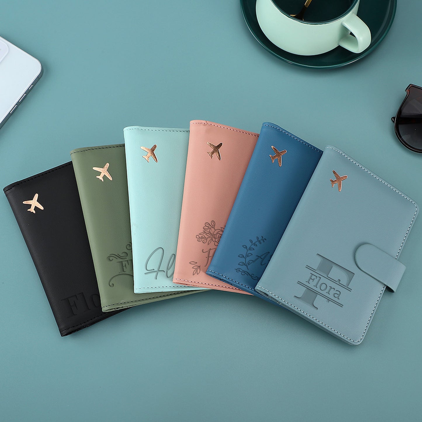 Personalised Durable Leather Passport Cover, Custom Luggage Tag Set with Name