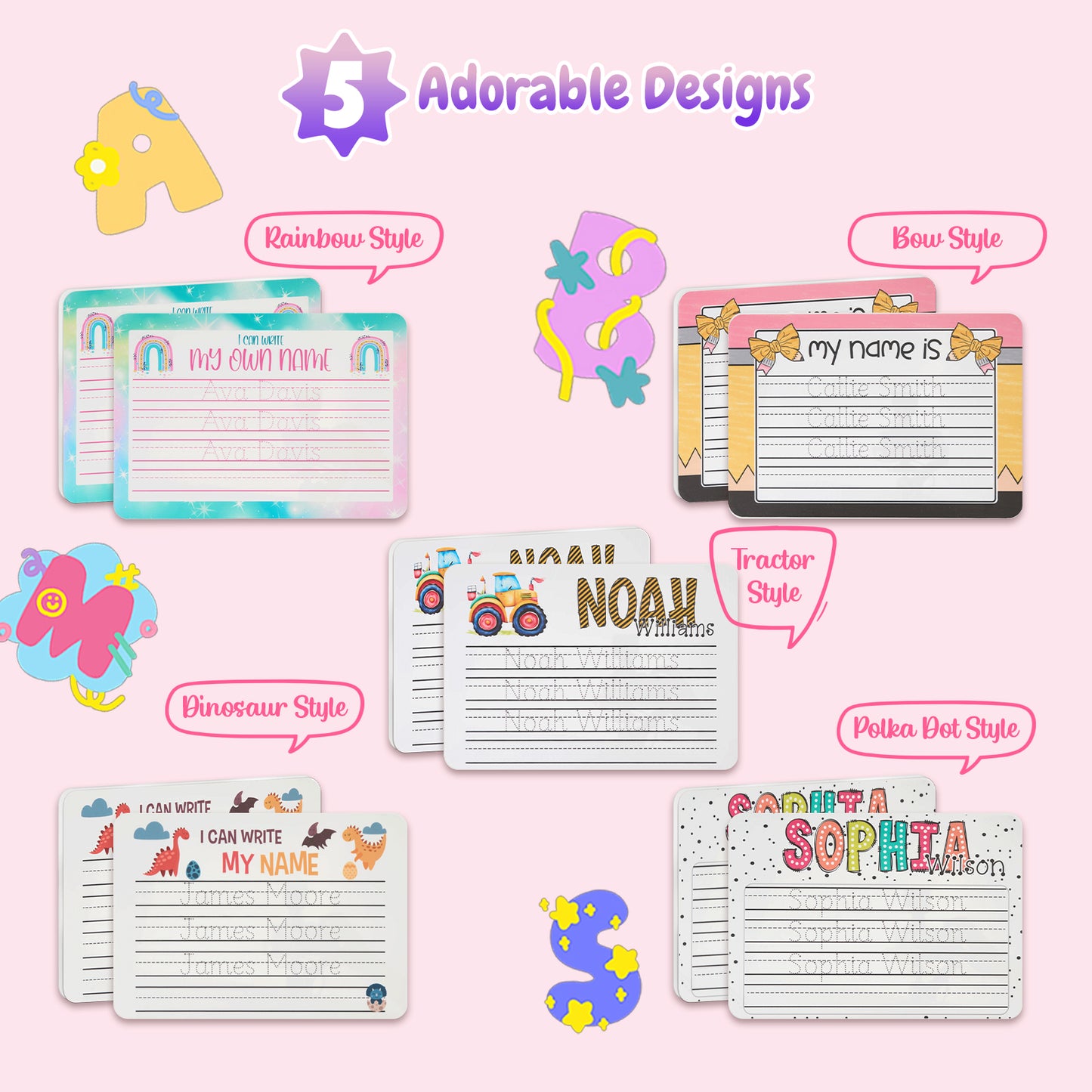 Personalized Name Practicing Board for Kids Cusotm Name Tracing Whiteboard with Dry-Erase Pen Back-to-School Gift for 3 4 5 Years Old Preschoolers Toddler Name Learning Handwriting