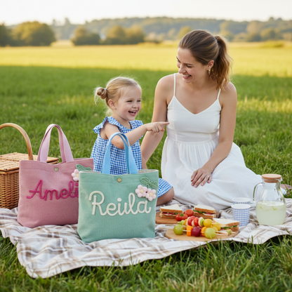 Personalized Embroidered Corduroy Tote,Custom Name Tote Bag
