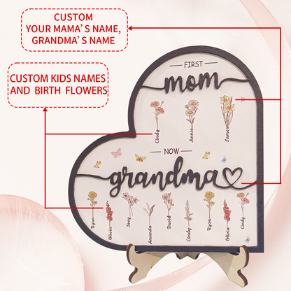 Personalized Birthday Flower Ornaments, Customized Name Heart-Shaped Decoration