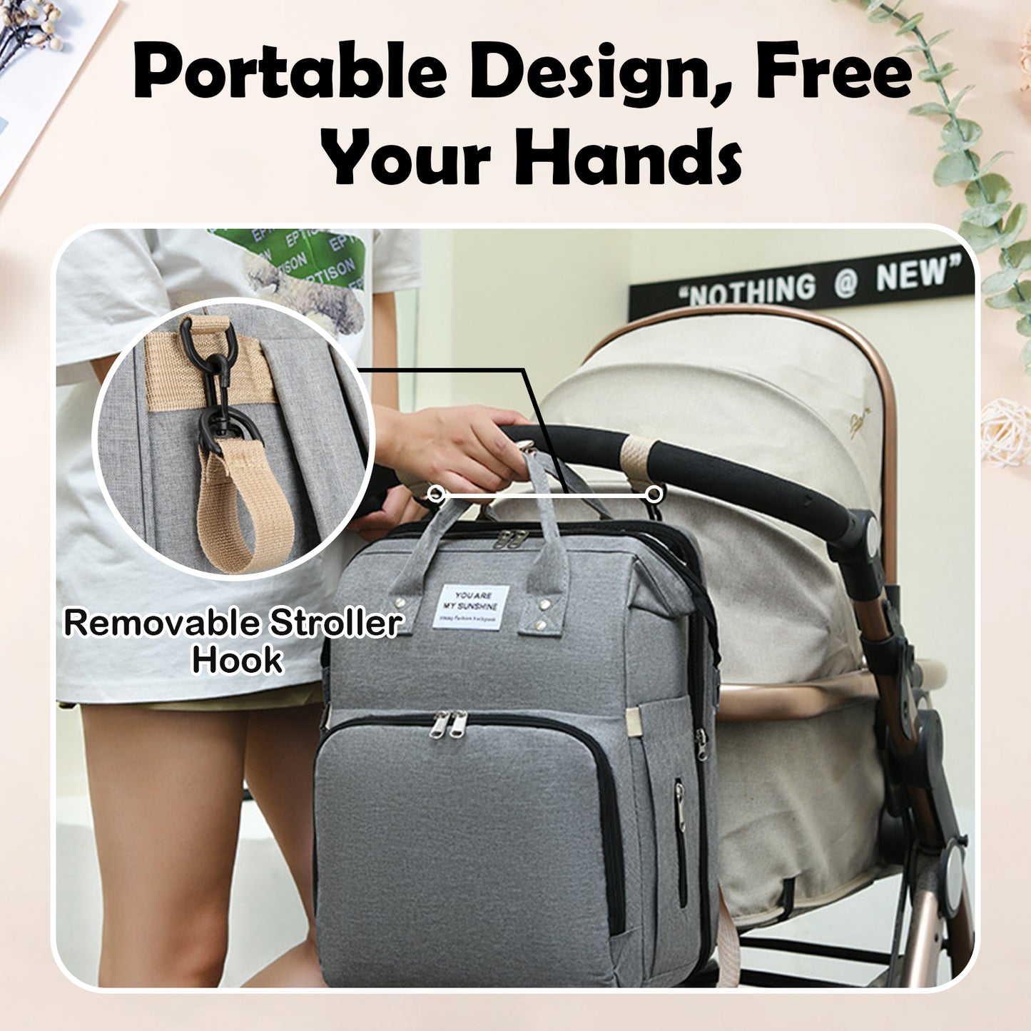 Personalized 3 in 1 Diaper Bag Backpack with Changing Station