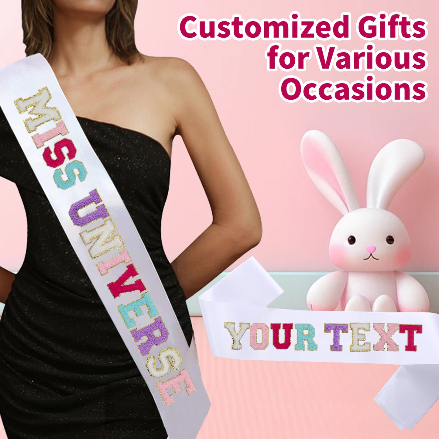 Personalized Sashes, Custom Text Satin Sash
