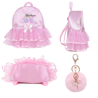 Personalized Kids Dance Ballet Bag Large Capacity Fashion Tote with Keychain Bag