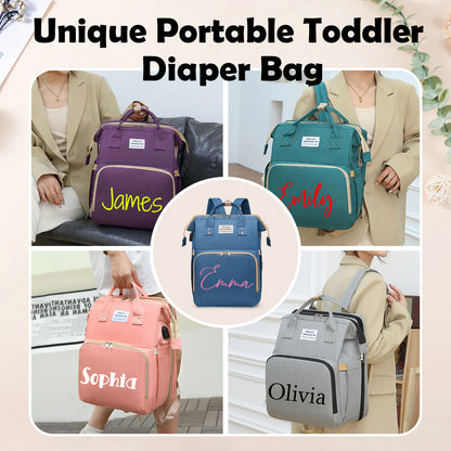 Personalized 3 in 1 Diaper Bag Backpack with Changing Station  Multifunctional Large Baby Diaper Bags for Boys & Girls Portable Custom Lightweight Changing Bag Newborn Baby Essential Gifts