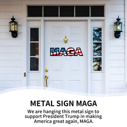 MAGA Design, Trump Signs for Yard, Metal Sign with USA Flag and Stars