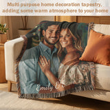 Manta personalizada con texto de imagen, manta personalizada para mamá, papá, pareja, novia, novio, marido y mujer, decoración del hogar, tapiz tejido, manta conmemorativa para mascotas, regalo para aniversario de boda-xmj