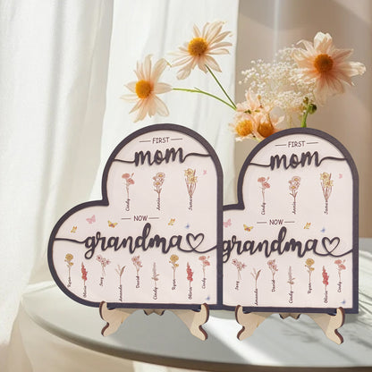Personalized Birthday Flower Ornaments, Customized Name Heart-Shaped Decoration