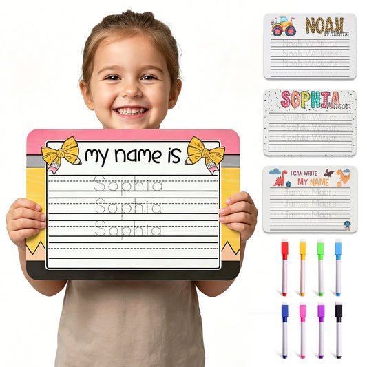 Personalized Name Practicing Board for Kids Cusotm Name Tracing Whiteboard with Dry-Erase Pen Back-to-School Gift for 3 4 5 Years Old Preschoolers Toddler Name Learning Handwriting Practice